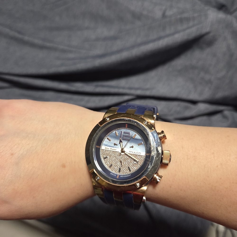 Navy Blue and Rose Gold Mulco Watch